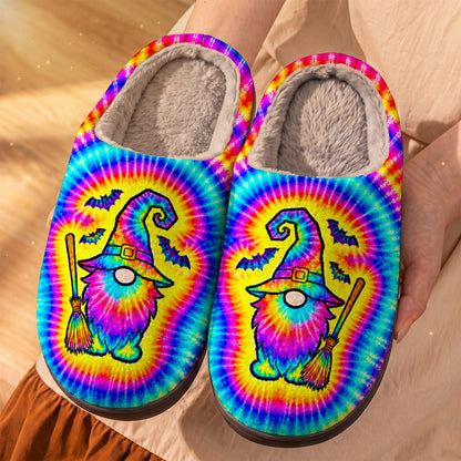 Hippie Fleece Lined Slippers Tie Dye Gnome Witch
