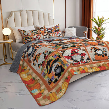 Halloween 2D Print All Season 3-Piece Quilt Set Gnome's Night of Frights