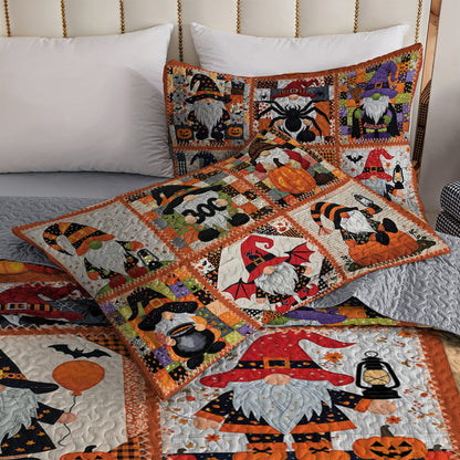 Halloween 2D Print All Season 3-Piece Quilt Set Gnome's Night of Frights