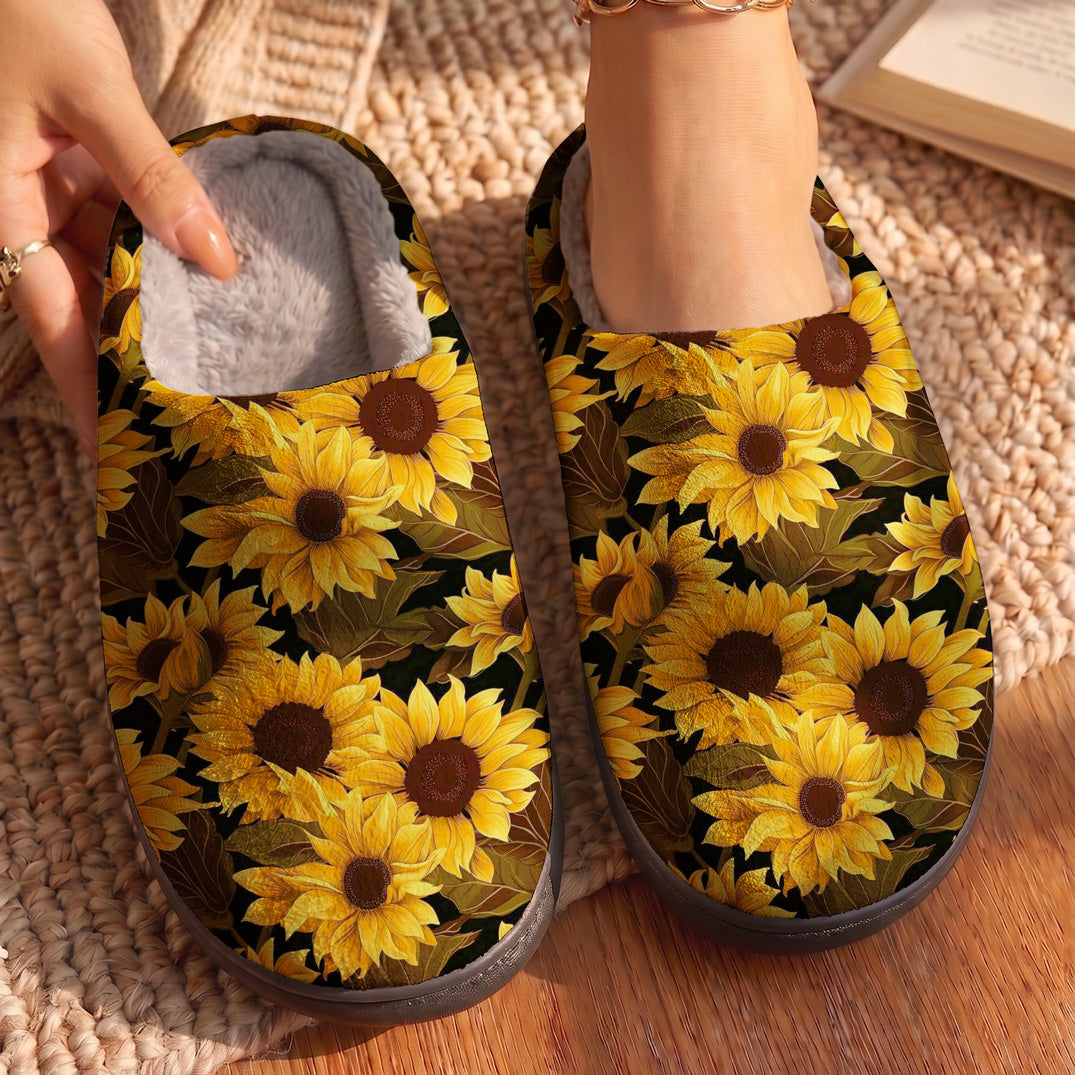 Sunflower Fleece Lined Slippers Golden Slumber