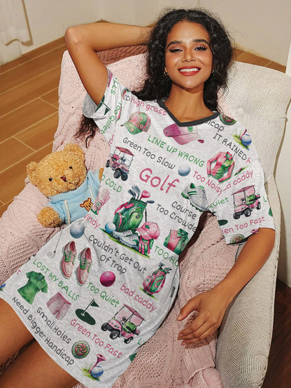 Golf Lover V-neck Nightshirt Golfer's Excuses
