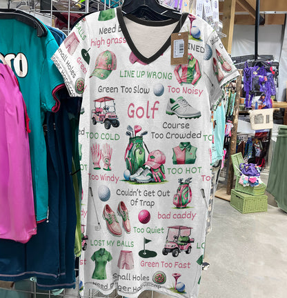 Golf Lover V-neck Nightshirt Golfer's Excuses