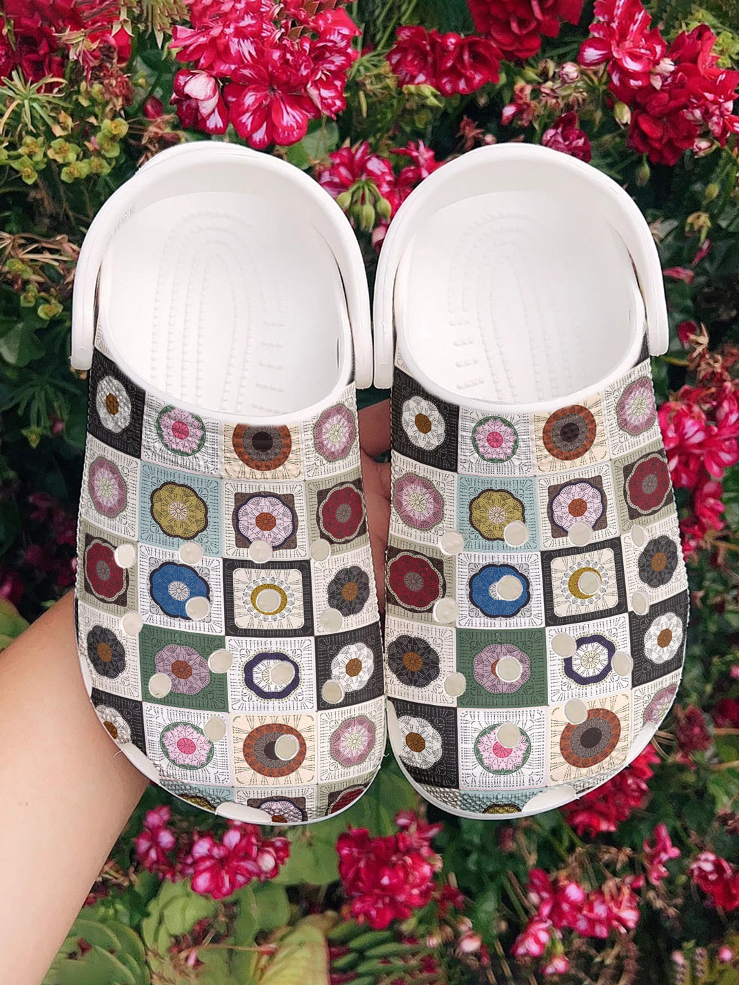 Crochet Lover Graphic Clogs Vintage Granny Square Pattern