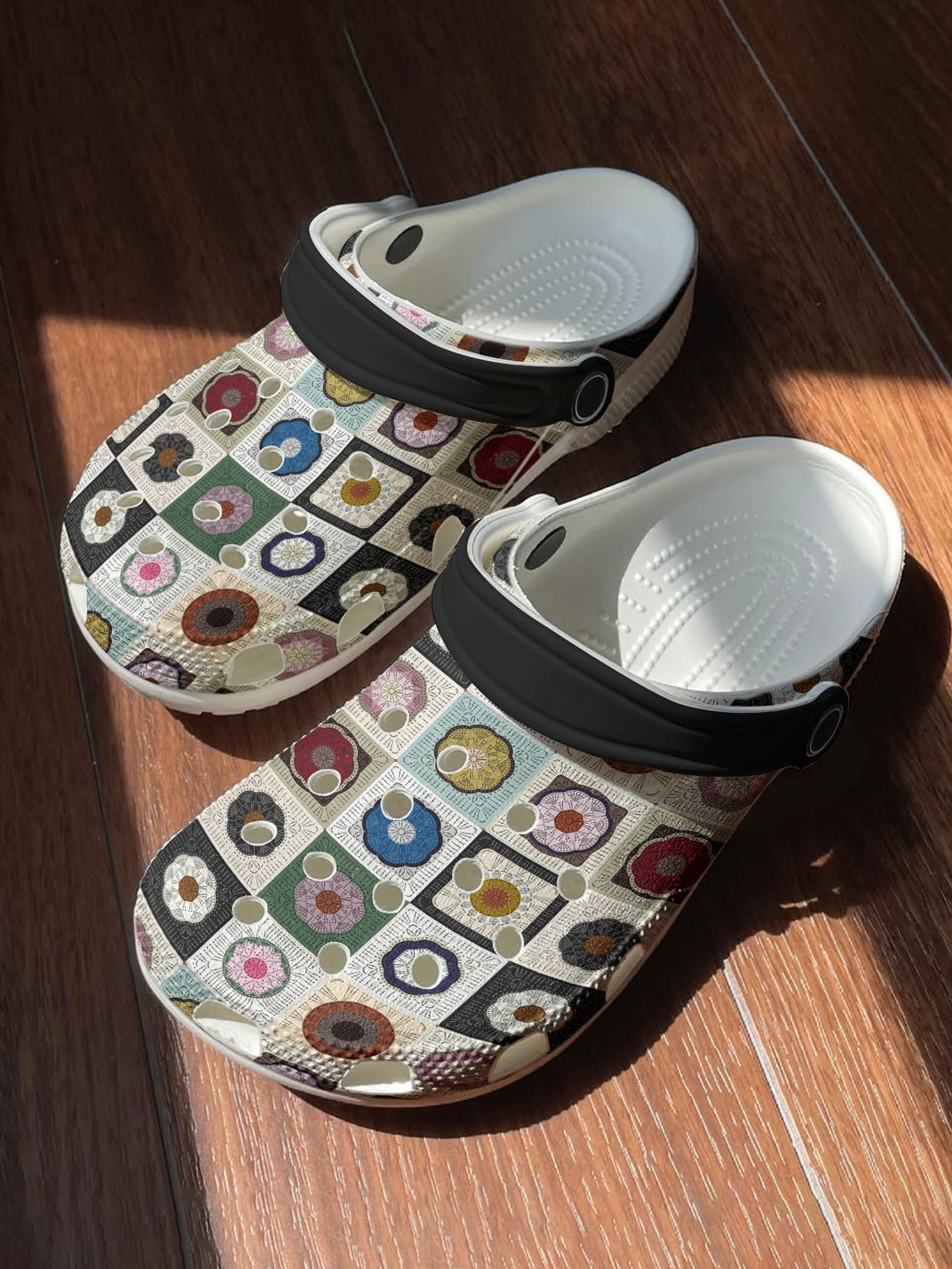 Crochet Lover Graphic Clogs Vintage Granny Square Pattern