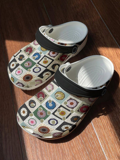 Crochet Lover Graphic Clogs Vintage Granny Square Pattern