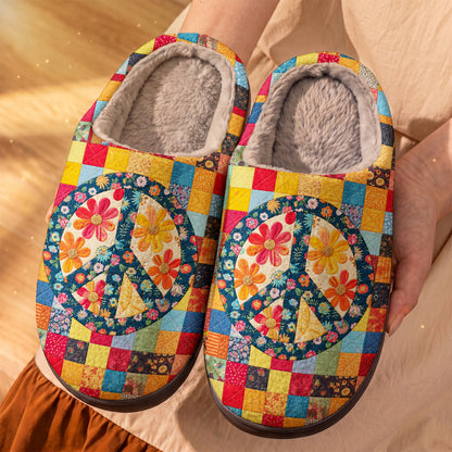 Hippie Fleece Lined Slippers Groovy Daisy