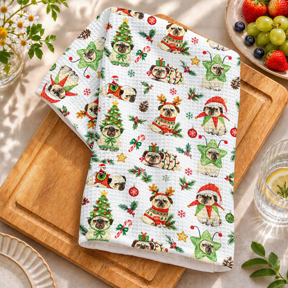 Pug Lover Kitchen Towel Grumpy Little Christmas