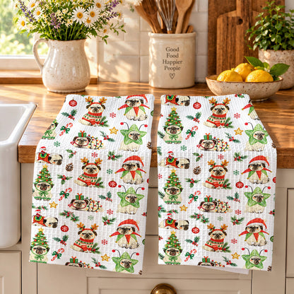 Pug Lover Kitchen Towel Grumpy Little Christmas