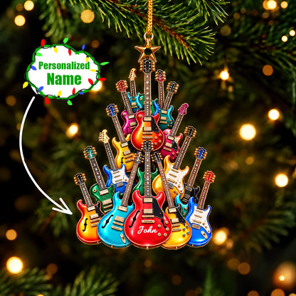 Guitar Lover 2D Acrylic Ornament Personalized Guitar Christmas Tree