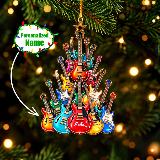 Guitar Lover 2D Acrylic Ornament Personalized Guitar Christmas Tree