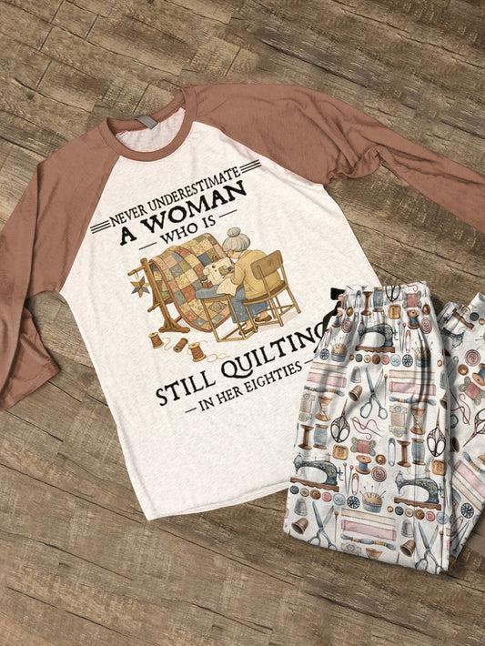 Sewing Lover Raglan Lounge Pajamas A Woman Who Is Still Quilting In Her 60s, 70s, 80s, 90s