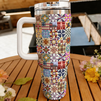 Sewing Lover 40 oz Tumbler Quilt Blocks