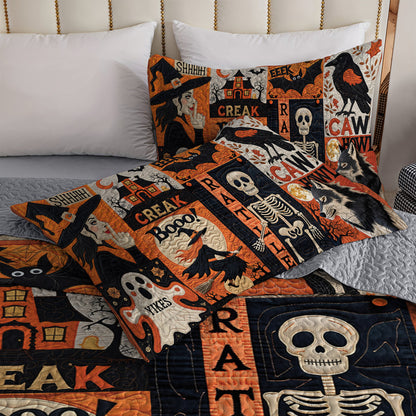 Halloween 2D Print All Season 3-Piece Quilt Set The Symphony Of Halloween