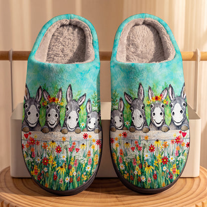 Donkey Fleece Lined Slippers Happy Donkey Meadow