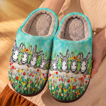 Donkey Fleece Lined Slippers Happy Donkey Meadow