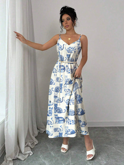 Cat Lover Maxi Dress Harmony In Blue