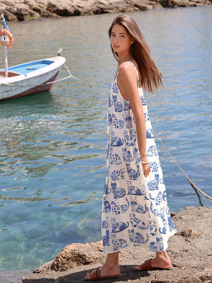 Cat Lover Maxi Dress Harmony In Blue