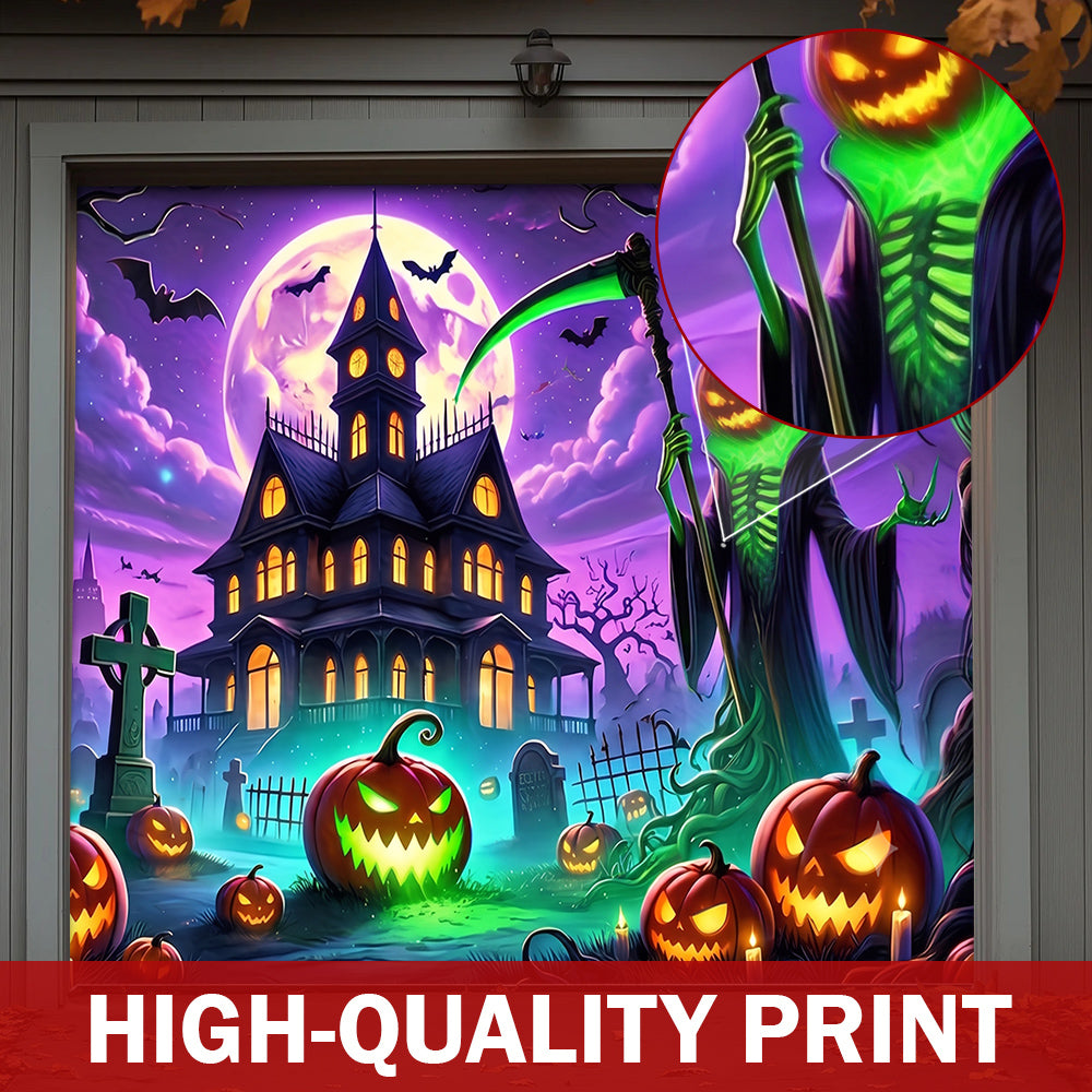 Halloween Garage Door Banner Decoration The Haunted Night