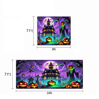 Halloween Garage Door Banner Decoration The Haunted Night