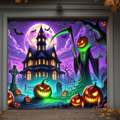 Halloween Garage Door Banner Decoration The Haunted Night