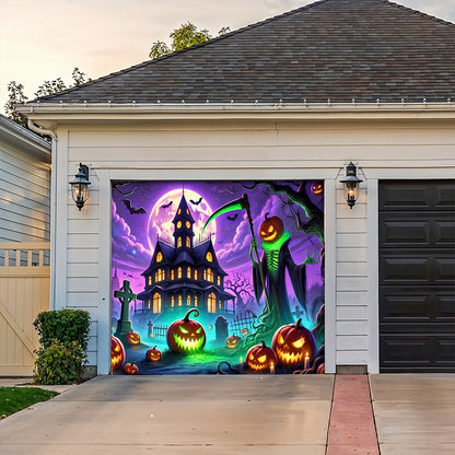 Halloween Garage Door Banner Decoration The Haunted Night