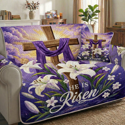 Christian Easter Quilted Sofa Cover Among The Lilies