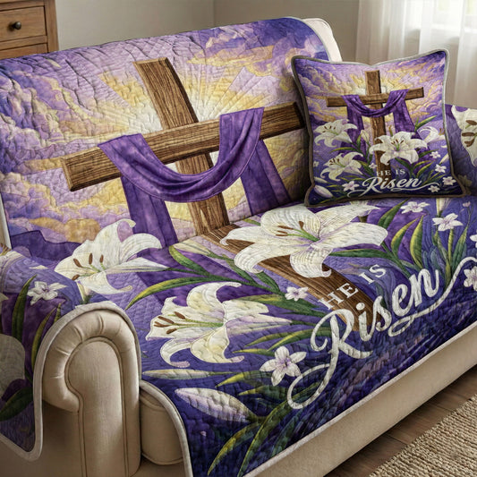 Christian Easter Quilted Sofa Cover Among The Lilies
