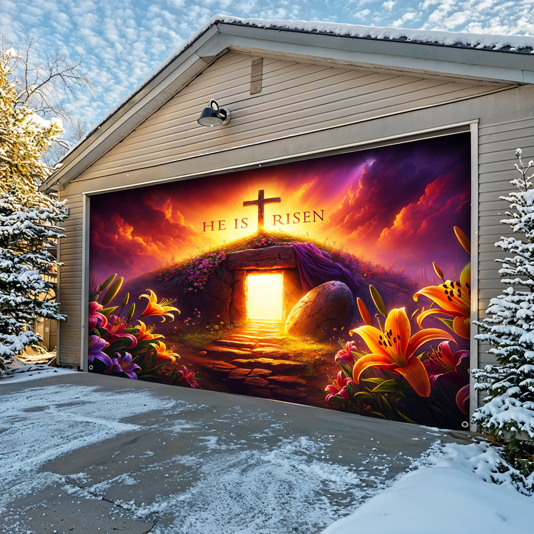 Christian Easter Garage Door Banner Decoration - Dawn of Redemption