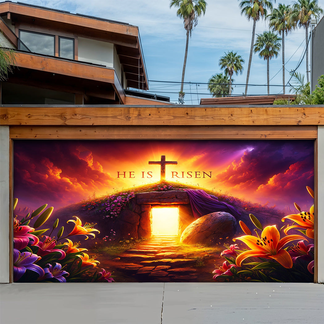 Christian Easter Garage Door Banner Decoration - Dawn of Redemption