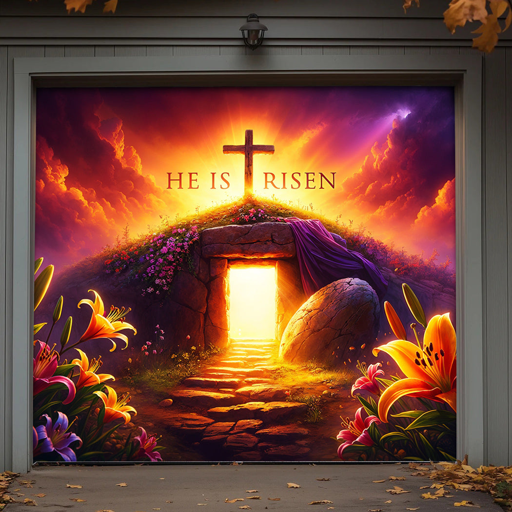 Christian Easter Garage Door Banner Decoration - Dawn of Redemption