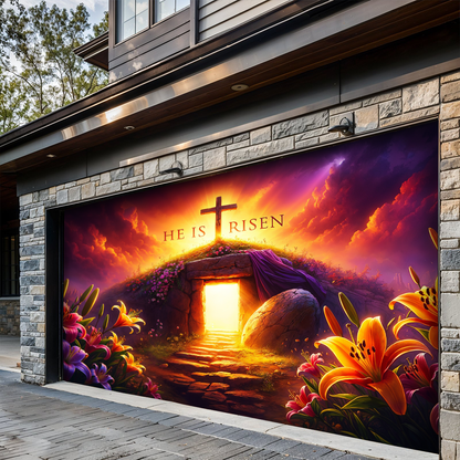 Christian Easter Garage Door Banner Decoration - Dawn of Redemption