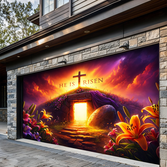 Christian Easter Garage Door Banner Decoration - Dawn of Redemption