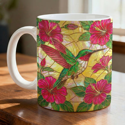 Bird Lovers Ceramic Mug Hibiscus Hummingbird Harmony