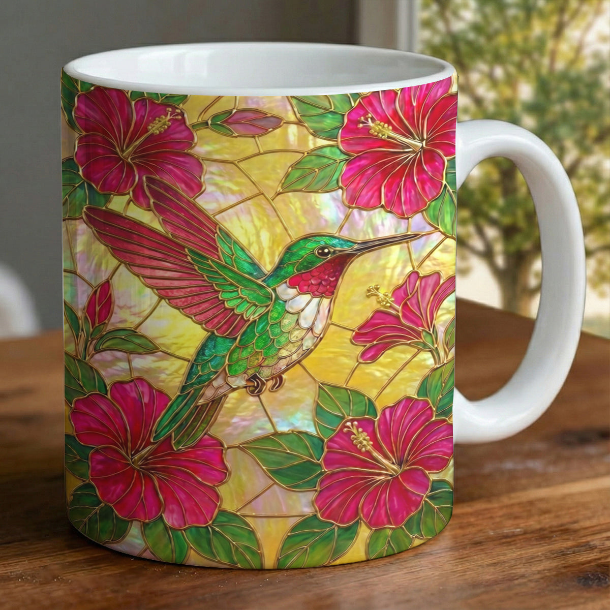 Bird Lovers Ceramic Mug Hibiscus Hummingbird Harmony