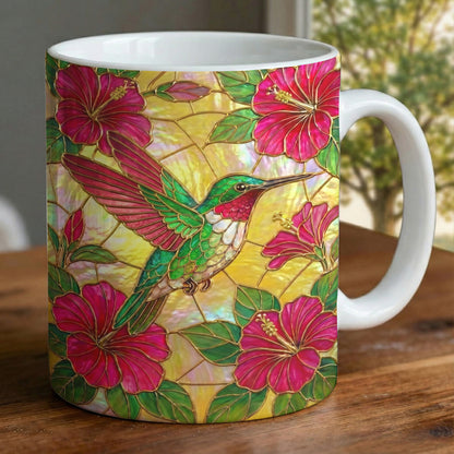 Bird Lovers Ceramic Mug Hibiscus Hummingbird Harmony
