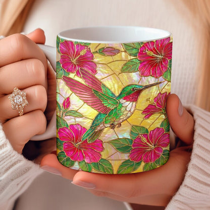 Bird Lovers Ceramic Mug Hibiscus Hummingbird Harmony