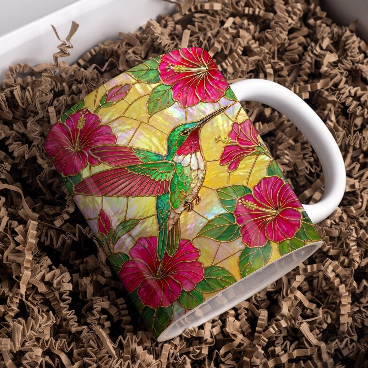 Bird Lovers Ceramic Mug Hibiscus Hummingbird Harmony