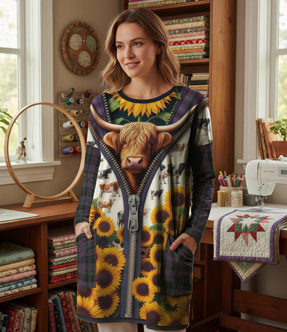 Highland Cow Long Sleeve Tunic The Unzipped Meadow