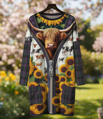 Highland Cow Long Sleeve Tunic The Unzipped Meadow