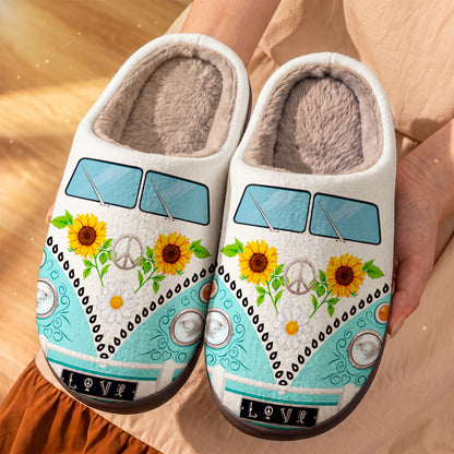 Hippie Fleece Lined Slippers Hippie Van