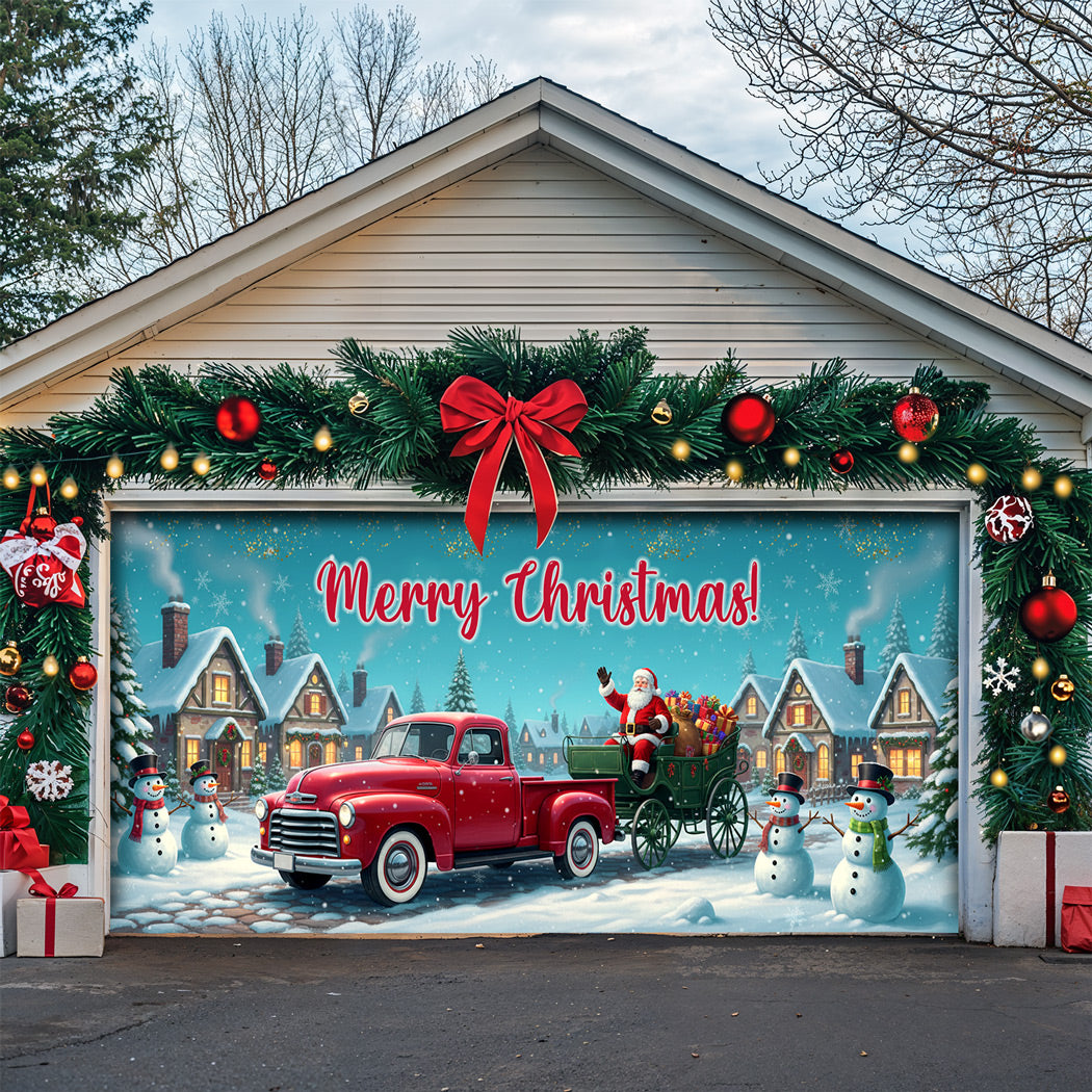 Christmas Garage Door Banner Decoration -  Holiday Cheer on Main Street