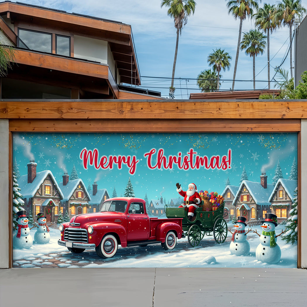 Christmas Garage Door Banner Decoration -  Holiday Cheer on Main Street