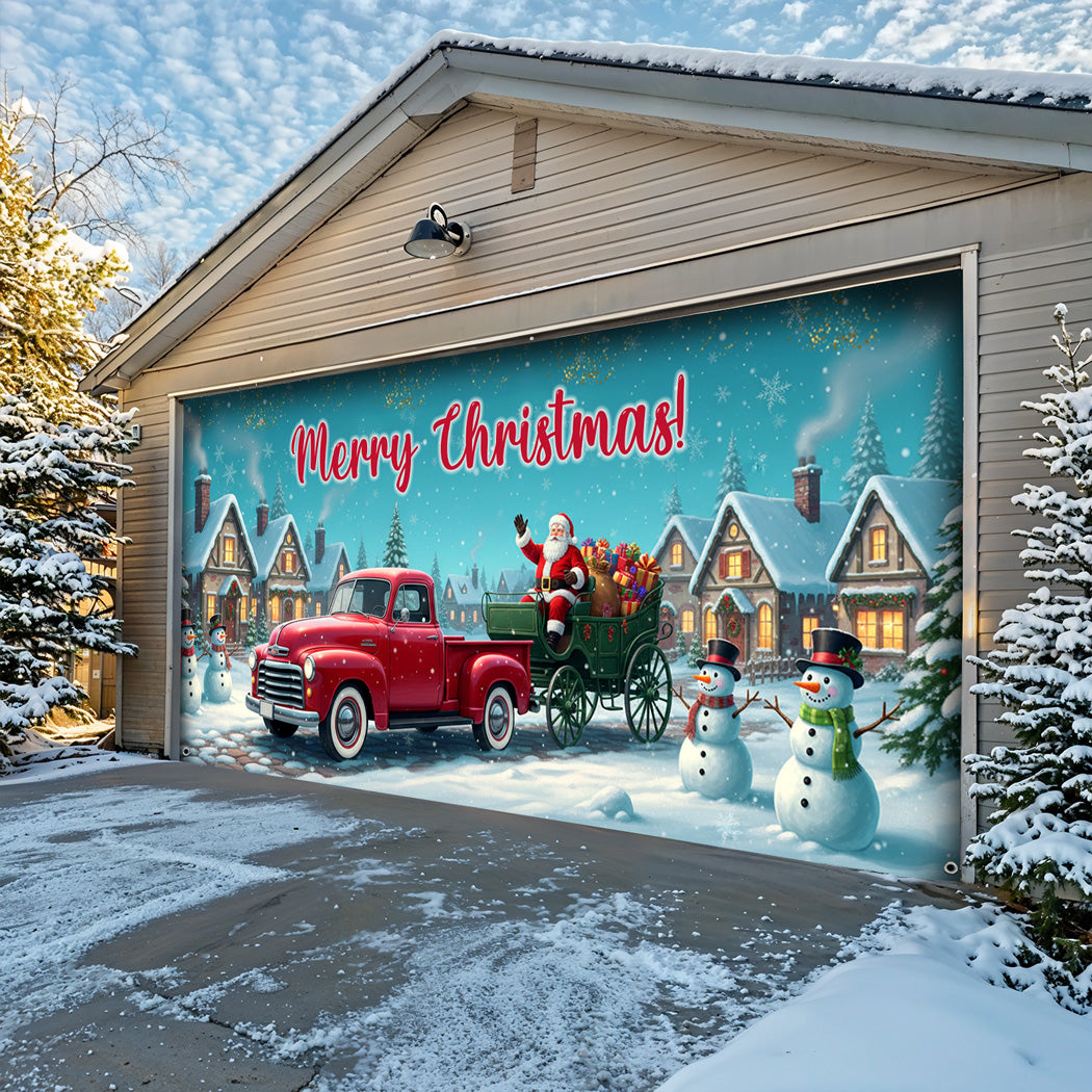 Christmas Garage Door Banner Decoration -  Holiday Cheer on Main Street