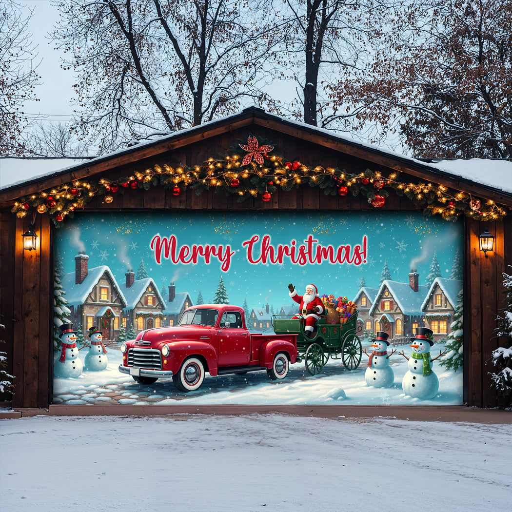 Christmas Garage Door Banner Decoration -  Holiday Cheer on Main Street
