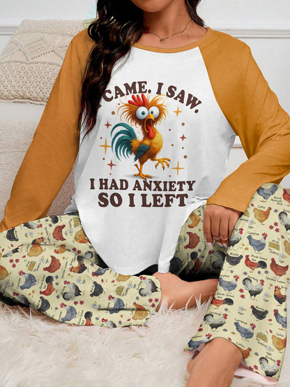 Chicken Raglan Lounge Pajamas I Came I Saw I Had Anxiety So I Left
