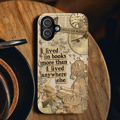 Book Lover Leather Phone Case I Lived In Books More Than I Lived Anywhere Else