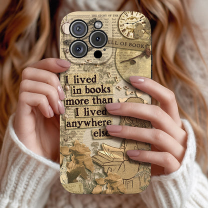 Book Lover Leather Phone Case I Lived In Books More Than I Lived Anywhere Else