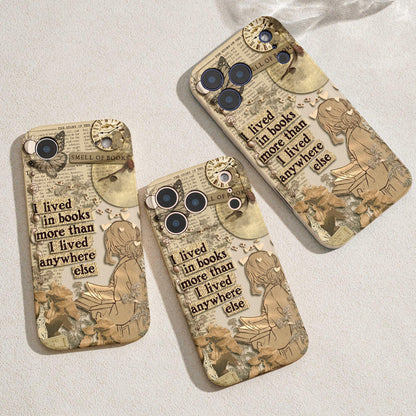 Book Lover Leather Phone Case I Lived In Books More Than I Lived Anywhere Else