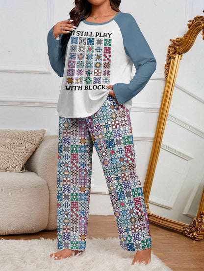 Sewing Lover Raglan Lounge Pajamas I Still Play With Blocks Cool Tone