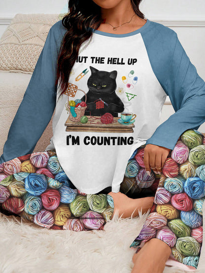 Crochet Lover Raglan Lounge Pajamas Shut The Hell Up I'm Counting
